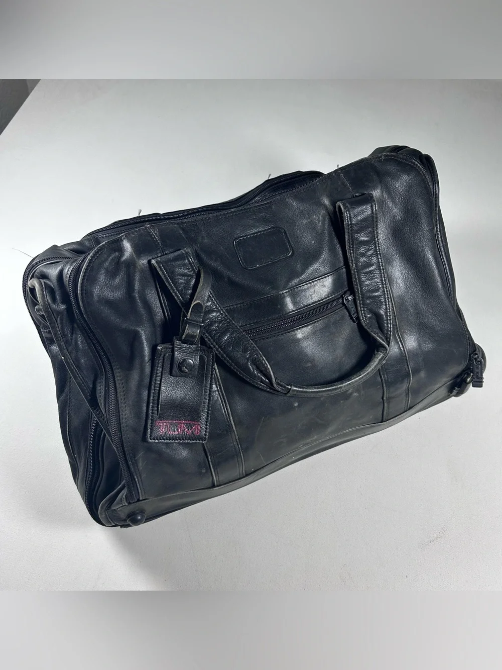 Tumi 978D3 Nappa Leather Expandable Carry On Duffle Weekender Bag 21